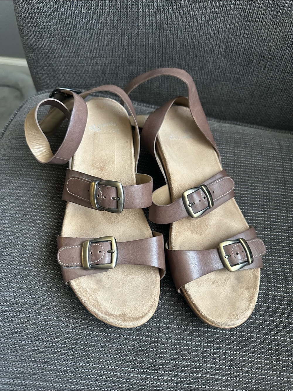 Dansko Brown Leather Triple Buckle Sandals 8.5-9 39